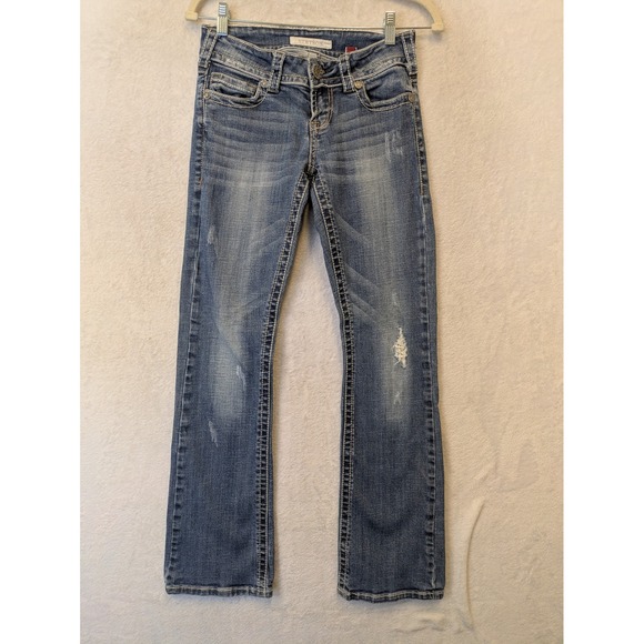 Stetson Denim - Stetson Hollywood Women's Size 0 Bootcut Jeans Regular Blue Distressed